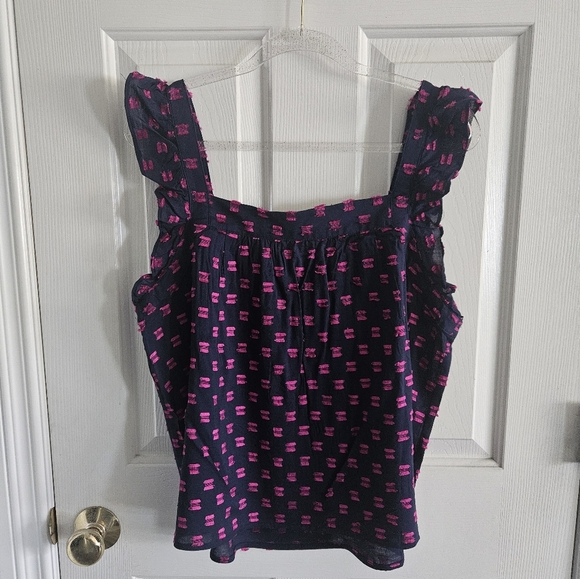 NWOT LOFT Clip Ruffle Square Neck Top - Picture 4 of 9